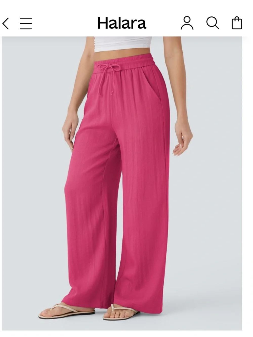 🎉NEW 🎉 HALARA Pink Wide-Leg Drawstring Pants